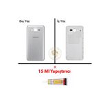 Samsung Galaxy J7 Core J701f Gümüş Renk Uyumlu Arka Kapak + B7000 Yapıştırıcı Arka Cam Batarya Kapağı Pil Kapağı Lazer Kesim Back Cover Galaxy J7 Core Uyumlu