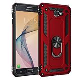 Samsung Galaxy J7 Prime Uyumlu Kılıf Tank Yüzüklü Silikon Kapak - Kırmızı