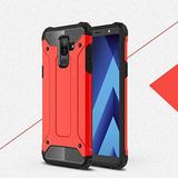 Samsung Galaxy J8 ile uyumlu Çİft Katman Koruyucu Crash Military Tank Kılıf - Kırmızı