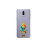 Samsung Galaxy J8 ile uyumlu Splash ahtapot Tasarımlı Slimfit şeffaf silikon kılıf