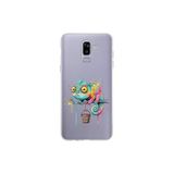 Samsung Galaxy J8 ile Uyumlu Splash Bukalemun Tasarımlı Slimfit Şeffaf Silikon Kılıf