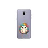 Samsung Galaxy J8 ile Uyumlu Splash Kirpi Tasarımlı Slimfit Şeffaf Silikon Kılıf