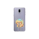 Samsung Galaxy J8 ile Uyumlu Splash Köpek Tasarımlı Slimfit Şeffaf Silikon Kılıf