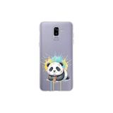 Samsung Galaxy J8 ile Uyumlu Splash Panda Tasarımlı Slimfit Şeffaf Silikon Kılıf