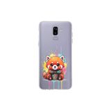 Samsung Galaxy J8 ile Uyumlu Splash Tilki Tasarımlı Slimfit Şeffaf Silikon Kılıf