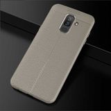 Samsung Galaxy J8 Kılıf Deri Görünümlü Renk Atmayan Dayanaklı Silikon Kapak Niss