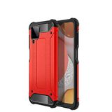 Samsung Galaxy M12 ile uyumlu Çİft Katman Koruyucu Crash Military Tank Kılıf - Kırmızı