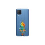 Samsung Galaxy M12 ile uyumlu Splash ahtapot Tasarımlı Slimfit şeffaf silikon kılıf