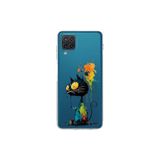 Samsung Galaxy M12 ile Uyumlu Splash Kedi Tasarımlı Şeffaf Silikon Kılıf