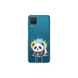 Samsung Galaxy M12 ile Uyumlu Splash Panda Tasarımlı Şeffaf Silikon Kılıf