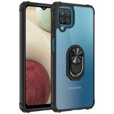 Samsung Galaxy M12 Kılıf Yüzüklü Arkası Şeffaf Antişok Silikon Kapak