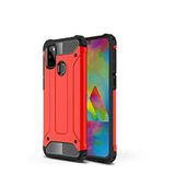 Samsung Galaxy M21 ile uyumlu Çİft Katman Koruyucu Crash Military Tank Kılıf - Kırmızı