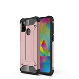 Samsung Galaxy M21 ile uyumlu Çİft Katman Koruyucu Crash Military Tank Kılıf - Rose Gold