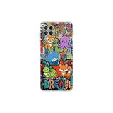 Samsung Galaxy M22 ile Uyumlu Grafiti Mini Tasarımlı Şeffaf Silikon Kılıf