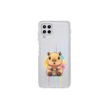 Samsung Galaxy M22 ile Uyumlu Splash Kapibara Tasarımlı Şeffaf Silikon Kılıf