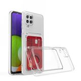 Samsung Galaxy M22 Kılıf Kartlıklı Şeffaf Card Holder Clear Silikon Kapak
