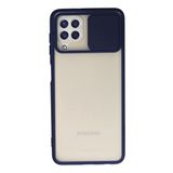 Samsung Galaxy M22 Kılıf Lens Sürgülü Mat Silikon Palm - Lacivert