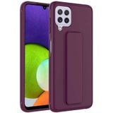 Samsung Galaxy M22 Kılıf Standlı Lansman Yumuşak Dokulu Renkli Esnek Silikon Kapak Qstand