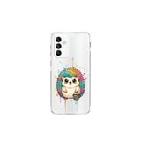 Samsung Galaxy M23 ile Uyumlu Splash Kirpi Tasarımlı Şeffaf Silikon Kılıf