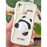 Samsung Galaxy M30S-M21 Kılıf Tasarımlı Desenli Kamera Korumalı Panda Beyaz Püsküllü Silikon Kapak - Galaxy M30S/M21 - Cici Panda