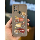 Samsung Galaxy M31 Kılıf Tasarımlı Desenli Kamera Korumalı Ayıcık Kahve Yumuşak Silikon Kapak - Cute Coco