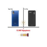Samsung Galaxy M31 Mavi Renk Uyumlu Lensli Arka Kapak + B7000 Yapıştırıcı Arka Cam Batarya Kapağı Pil Kapağı Lazer Kesim Back Cover Galaxy M31 Uyumlu