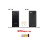 Samsung Galaxy M31 Siyah Renk Uyumlu Lensli Arka Kapak + B7000 Yapıştırıcı Arka Cam Batarya Kapağı Pil Kapağı Lazer Kesim Back Cover Galaxy M31 Uyumlu