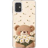Samsung Galaxy M31s Uyumlu Arı ve Papatya Sevimli Ayıcık Baskılı Silikon Kılıf