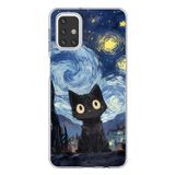 Samsung Galaxy M31s Uyumlu Gece Yarısı Kedi Tasarımlı Baskılı Silikon Kılıf