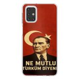 Samsung Galaxy M31s Uyumlu Ne Mutlu Türkiye Bayrak Atatürk Baskılı Silikon Kılıf