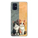 Samsung Galaxy M31s Uyumlu Sarı ve Siyah Kedi Baskılı Silikon Kılıf