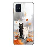 Samsung Galaxy M31s Uyumlu Sonbahar Kedileri Baskılı Silikon Kılıf
