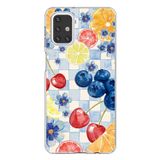 Samsung Galaxy M31s Uyumlu Sulu Boya Meyve ve Çiçek Desenli Baskılı Silikon Kılıf