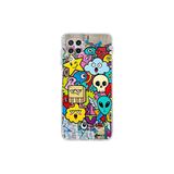 Samsung Galaxy M32 ile Uyumlu Grafiti Doodle Tasarımlı Şeffaf Silikon Kılıf