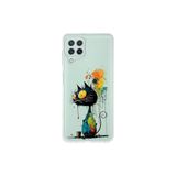 Samsung Galaxy M32 ile Uyumlu Splash Kedi Tasarımlı Slimfit Şeffaf Silikon Kılıf