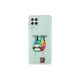 Samsung Galaxy M32 ile Uyumlu Splash Tembel Hayvan Tasarımlı Slimfit Şeffaf Silikon Kılıf