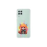 Samsung Galaxy M32 ile Uyumlu Splash Tilki Tasarımlı Slimfit Şeffaf Silikon Kılıf