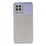 Samsung Galaxy M32 Kılıf Lens Sürgülü Mat Silikon Palm - Lila