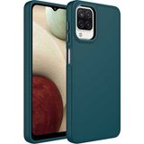 Samsung Galaxy M32 Kılıf Metal Çerçeve Lansman Silikon Kapak - Koyu Yeşil - Glx M32