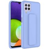 Samsung Galaxy M32 Kılıf Standlı Lansman Yumuşak Dokulu Renkli Esnek Silikon Kapak Qstand