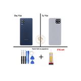 Samsung Galaxy M33 Mavi Renk Uyumlu Lensli Arka Kapak + Tamir Seti + B7000 Yapıştırıcı Arka Cam Batarya Kapağı Pil Kapağı Lazer Kesim Back Cover Galaxy M33 Uyumlu