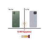 Samsung Galaxy M33 Yeşil Renk Uyumlu Lensli Arka Kapak + B7000 Yapıştırıcı Arka Cam Batarya Kapağı Pil Kapağı Lazer Kesim Back Cover Galaxy M33 Uyumlu