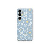 Samsung Galaxy M34 5G ile Uyumlu Blue Flowers Tasarım Baskılı Şeffaf Kılıf