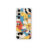 Samsung Galaxy M34 5G ile Uyumlu Cartoon Kolaj Tasarım Baskılı Şeffaf Kılıf