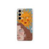 Samsung Galaxy M34 5G ile Uyumlu Güneş ve Kız Tasarım Baskılı Şeffaf Kılıf