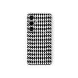 Samsung Galaxy M34 5G ile Uyumlu Houndstooth Tasarım Baskılı Şeffaf Kılıf