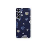 Samsung Galaxy M34 5G ile Uyumlu Mavi Çiçek Tasarım Baskılı Şeffaf Kılıf 2