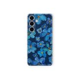 Samsung Galaxy M34 5G ile Uyumlu Mavi Çiçek Tasarım Baskılı Şeffaf Kılıf 3
