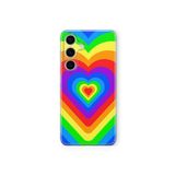 Samsung Galaxy M34 5G ile Uyumlu Renkli Kalp Tasarım Baskılı Şeffaf Kılıf