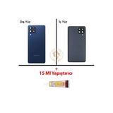 Samsung Galaxy M53 Mavi Renk Uyumlu Arka Kapak + B7000 Yapıştırıcı Arka Cam Batarya Kapağı Pil Kapağı Lazer Kesim Back Cover Galaxy M53 Uyumlu